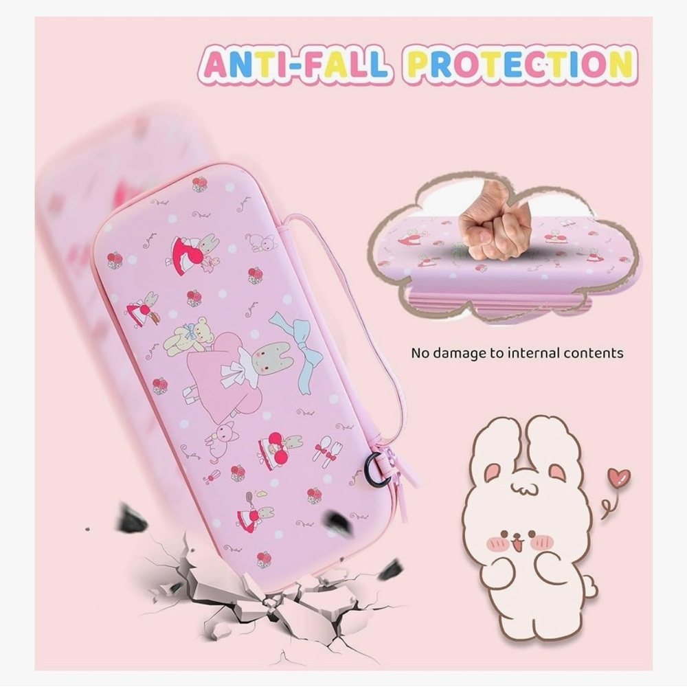 HYPERCASE Pink Bunny for Nintendo Switch OLED Case with carrying strap - Picture 4 of 7